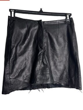 Wilson's Leather Raw edge Front Zip Fully Lined Mini Skirt